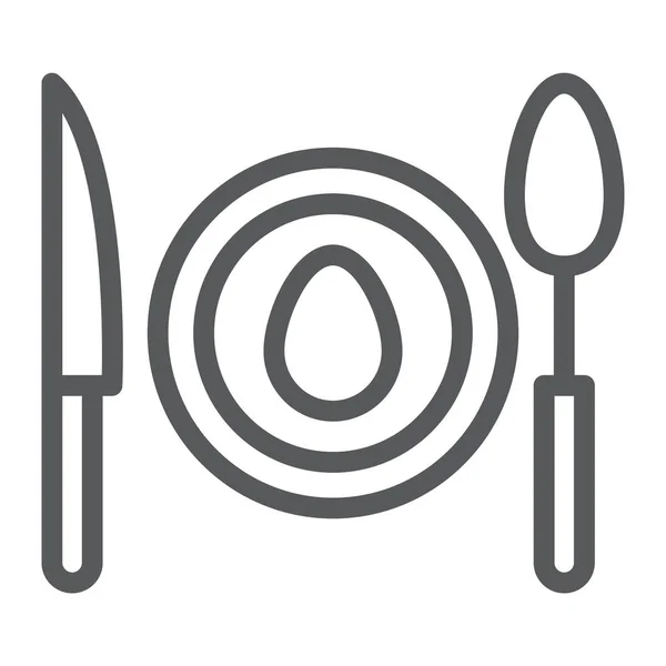 Icône de ligne de dîner, nourriture et vaisselle, panneau de plaque, graphiques vectoriels, un motif linéaire sur fond blanc . — Image vectorielle