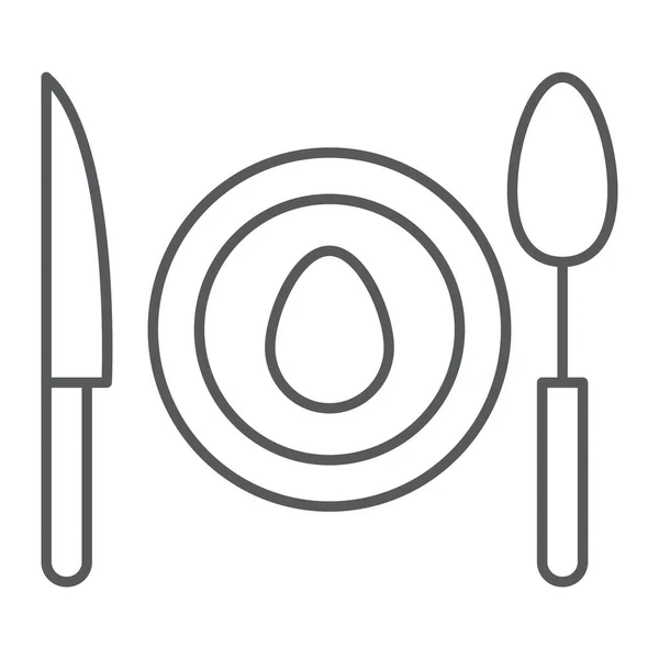 Dinner thin line icon, food and dishware, plate sign, vector graphics, a linear pattern on a white background. — Stock Vector