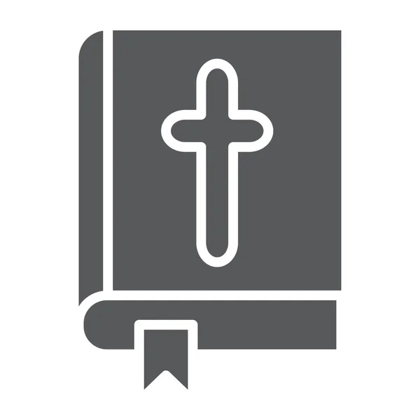 Біблійна гліфська ікона, церква та релігія, книга з хрестиком, векторна графіка, суцільний візерунок на білому тлі . — стоковий вектор