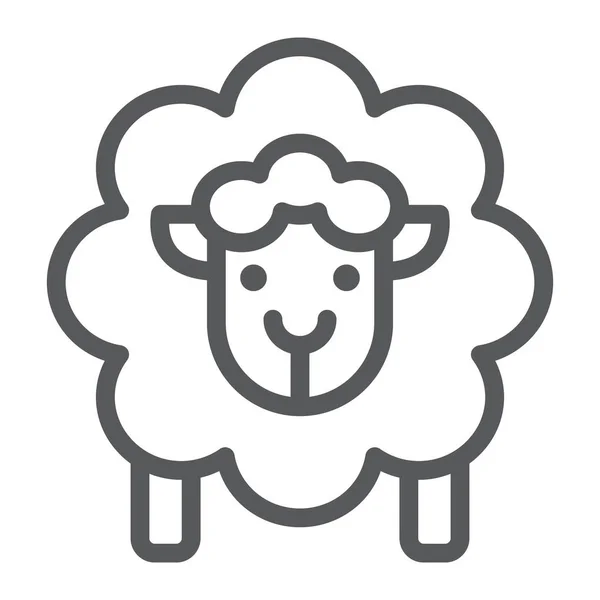 Icono de línea de oveja, lana y animal, signo de cordero, gráficos vectoriales, un patrón lineal sobre un fondo blanco . — Archivo Imágenes Vectoriales
