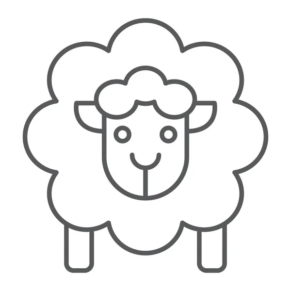 Sheep thin line icon, wool and animal, lamb sign, vector graphics, a linear pattern on a white background. — Stock Vector