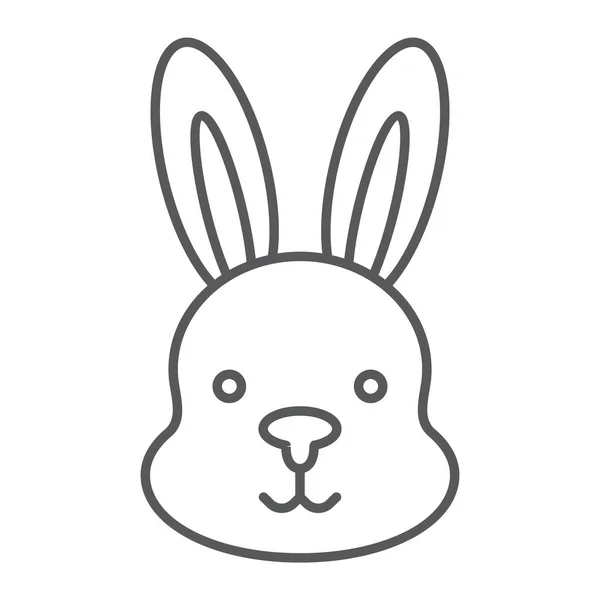 Konijn dunne lijn pictogram, hazen en dier, bunny teken, vector graphics, een lineair patroon op een witte achtergrond. — Stockvector