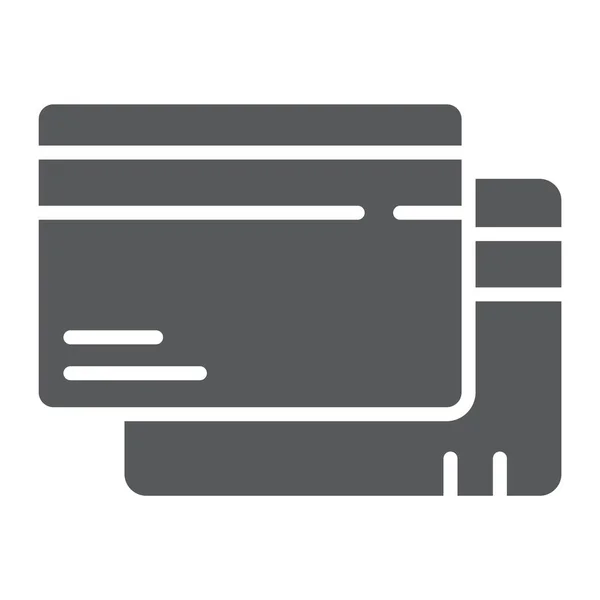Ícone de glifo de cartão de crédito, finanças e pagamento, sinal de cartão de plástico, gráficos vetoriais, um padrão sólido em um fundo branco . — Vetor de Stock