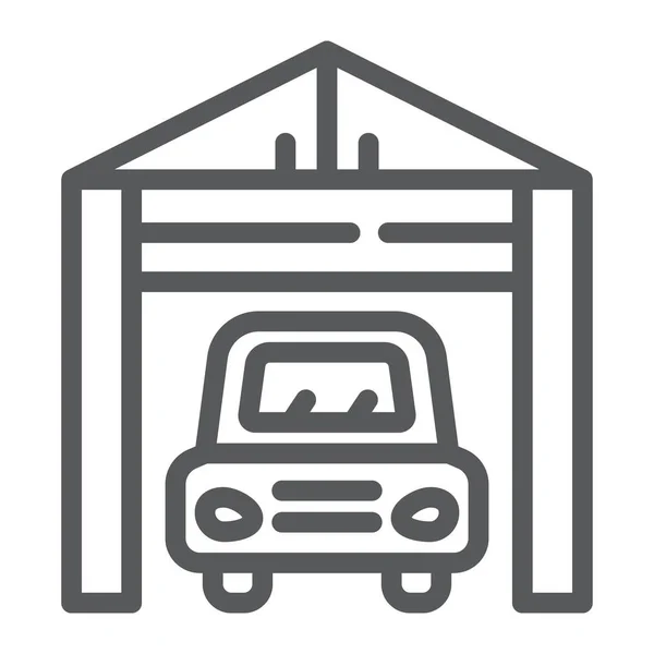 Garagenzeilensymbol, Auto und Parken, Hausschild, Vektorgrafik, ein lineares Muster auf weißem Hintergrund. — Stockvektor