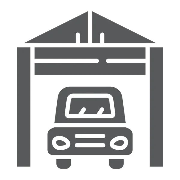 Icona del glifo del garage, auto e parcheggio, segno della casa auto, grafica vettoriale, un modello solido su uno sfondo bianco . — Vettoriale Stock