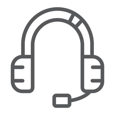 Müşteri hizmet satırı simgesi, destek ve hizmet, kulaklık işareti, vektör grafikleri, doğrusal model beyaz bir arka plan üzerinde.