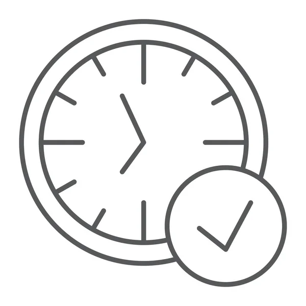 In-time dunne lijn pictogram, stopwatch en countdown, klok teken, vector graphics, een lineair patroon op een witte achtergrond. — Stockvector