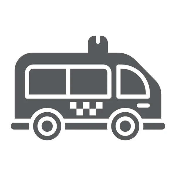 Mini icono de glifo de bus, automóvil y coche, signo de minivan, gráficos vectoriales, un patrón sólido sobre un fondo blanco . — Vector de stock