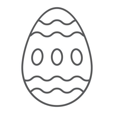 Paskalya yumurtası ince çizgi simgesi, gıda ve Paskalya, dekorasyon işareti, vektör grafikleri, doğrusal model beyaz bir arka plan üzerinde yumurta.