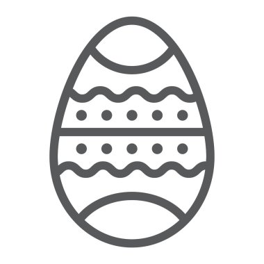 Paskalya yumurtası satırı simgesi, dekor ve Paskalya yumurta boyalı, oturum, vektör grafikleri, doğrusal model beyaz bir arka plan üzerinde.