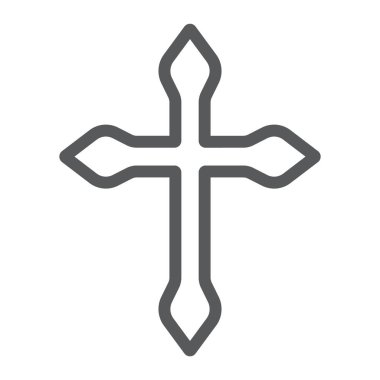 Din çapraz satırı simgesi, christian ve Katolik, haç işareti, vektör grafikleri, doğrusal model beyaz bir arka plan üzerinde.