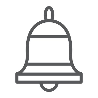 Bell satırı simgesi, yüzük ve alarm, alarm işareti, vektör grafikleri, doğrusal model beyaz bir arka plan üzerinde.