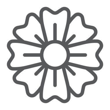 Bahar çiçek satırı simgesi, çiçek ve vektör grafikleri, doğrusal model beyaz bir arka plan üzerinde bitki, çiçek işareti,.