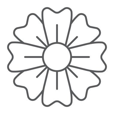 Bahar çiçek ince çizgi simgesi, çiçek ve vektör grafikleri, doğrusal model beyaz bir arka plan üzerinde bitki, çiçek işareti,.