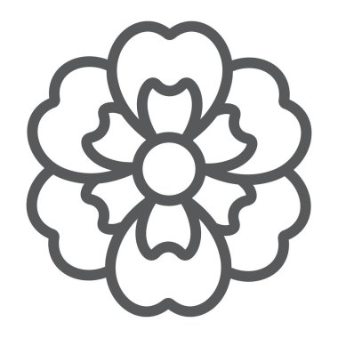 Çiçek satırı simgesi, çiçek ve bitki, çiçek işareti, vektör grafikleri, doğrusal model beyaz bir arka plan üzerinde.