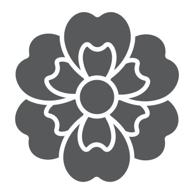 Çiçek glif simgesi, çiçek ve bitki, çiçek işareti, vektör grafikleri, beyaz zemin üzerinde sağlam bir desen.