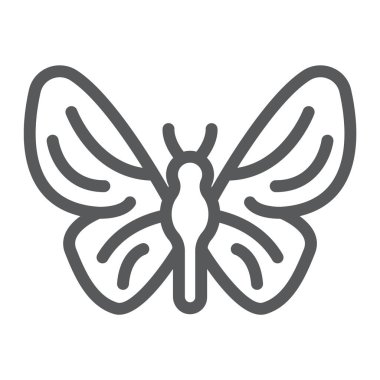 Kelebek satırı simgesi, doğa ve sinek, böcek işareti, vektör grafik, bir doğrusal model beyaz bir arka plan üzerinde.