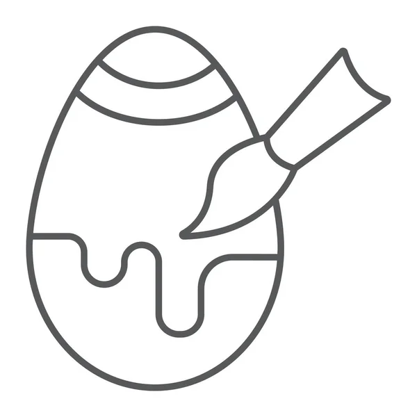 Decoración del huevo icono de línea delgada, Pascua y decoración, pincel y signo de huevo, gráficos vectoriales, un patrón lineal sobre un fondo blanco . — Vector de stock