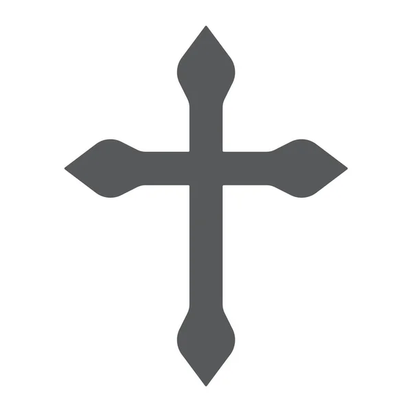 Religión icono de glifo cruzado, cristiano y católico, signo de crucifijo, gráficos vectoriales, un patrón sólido sobre un fondo blanco . — Vector de stock