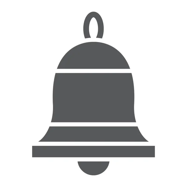 Campanilla icono de glifo, anillo y alerta, señal de alarma, gráficos vectoriales, un patrón sólido sobre un fondo blanco . — Vector de stock