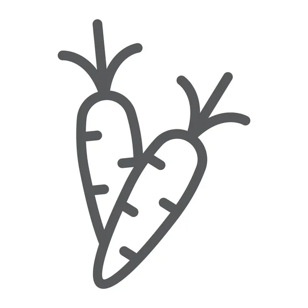 Icono de línea de zanahoria, vegetales y alimentos, signo raíz, gráficos vectoriales, un patrón lineal sobre un fondo blanco . — Vector de stock