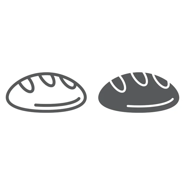 Linha de pão e ícone de glifo, padaria e comida, sinal de pastelaria, gráficos vetoriais, um padrão linear em um fundo branco . —  Vetores de Stock