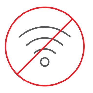 Yok wifi ince çizgi simgesi, yasak ve yasak, yasak Internet kayıt, vektör grafikleri, doğrusal model beyaz bir arka plan üzerinde.