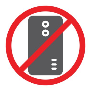 Hiçbir telefon glif simgesi, yasak ve vektör grafikleri, beyaz zemin üzerinde sağlam bir desen yasağı, hiçbir çağrı işareti.