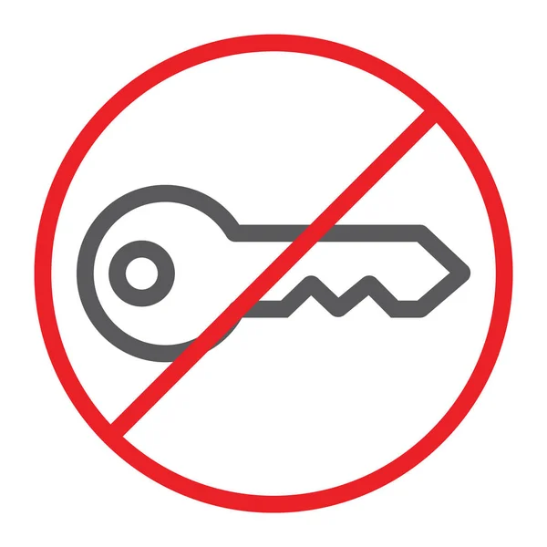 Kein Schlüsselzeilensymbol, verboten und verboten, Schlüsselzeichen verboten, Vektorgrafik, ein lineares Muster auf weißem Hintergrund. — Stockvektor