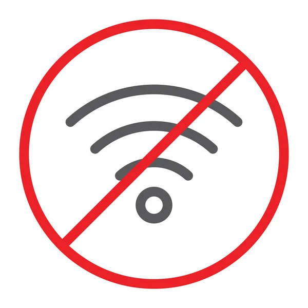 No wifi line icon, prohibited and ban, internet forbidden sign, vector graphics, a linear pattern on a white background. — Stock Vector