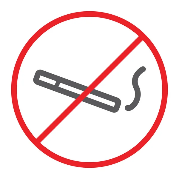 No smoking line icon, prohibited and forbidden, no cigarette sign, vector graphics, a linear pattern on a white background. — Stock Vector