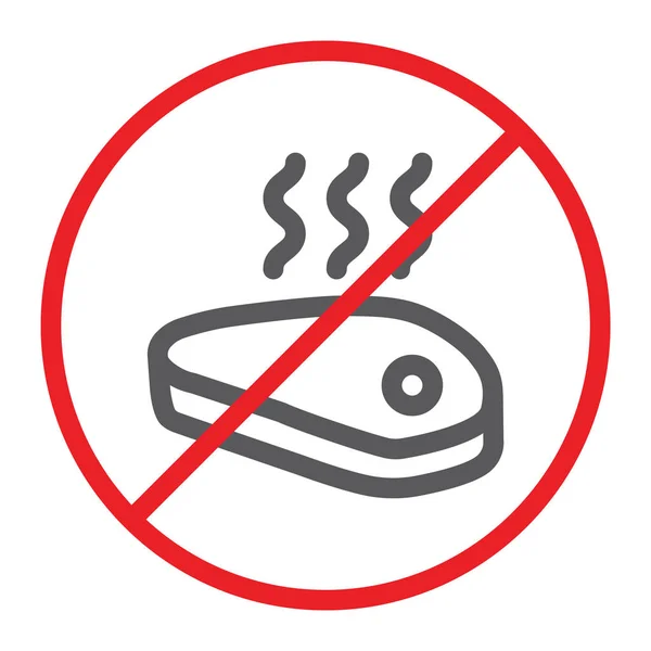 No meat line icon, prohibited and forbidden, vegetarian sign, vector graphics, a linear pattern on a white background. — Stock Vector
