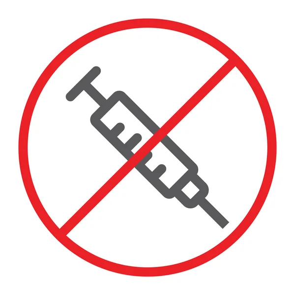 No drugs line icon, prohibited and forbidden, no syringe sign, vector graphics, a linear pattern on a white background. — Stock Vector