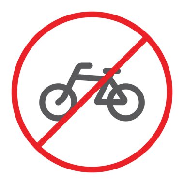 İmzalayın, vektör grafikleri, doğrusal model beyaz bir arka plan üzerinde hiçbir Bisiklet satırı simgesi, yasak ve düzenleme, hiçbir döngüsü.