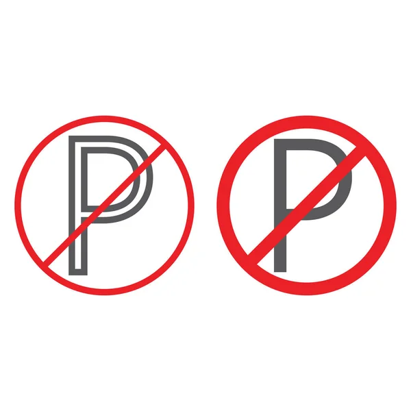 ない駐車場ライン、グリフ アイコン、禁止と規制のゾーンの記号、ベクトル グラフィックス、白い背景の上の線形パターン. — ストックベクタ