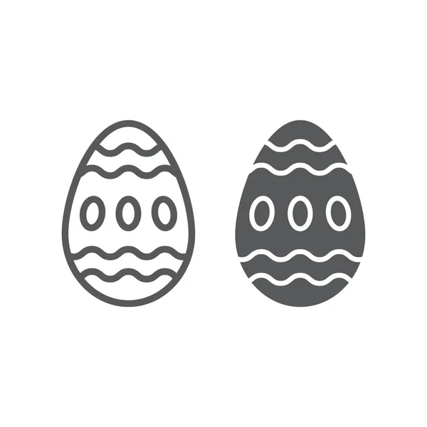 Ligne d'oeuf de Pâques et icône de glyphe, nourriture et Pâques, décoration signe d'oeuf, graphiques vectoriels, un motif linéaire sur un fond blanc . — Image vectorielle