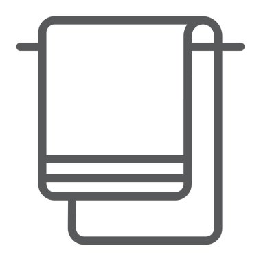 Havlu satırı simgesi, banyo ve spa, tekstil işareti, vektör grafik, bir doğrusal model beyaz bir arka plan üzerinde.