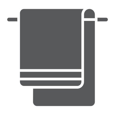 Havlu glif simgesi, banyo ve spa, tekstil işareti, vektör grafikleri, beyaz zemin üzerinde sağlam bir desen.