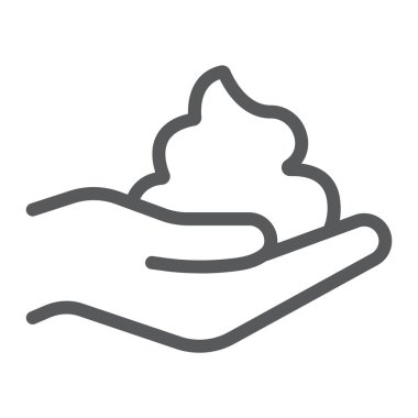 Tıraş köpük satırı simgesi, yüz ve bakımı, tıraş kremi işareti, vektör grafikleri, doğrusal model beyaz bir arka plan üzerinde.