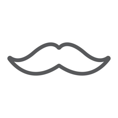 Bıyık satırı simgesi, Kuaför ve saç, bıyık işareti, vektör grafikleri, doğrusal model beyaz bir arka plan üzerinde.