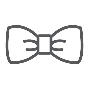 Kravat satırı simgesi, smokin ve düğüm, kravat işareti, vektör grafik, bir doğrusal model beyaz bir arka plan üzerinde yay.