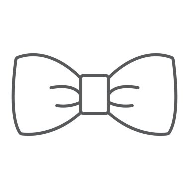 Papyon ince çizgi simgesi, smokin ve düğüm, kravat işareti, vektör grafikleri, doğrusal model beyaz bir arka plan üzerinde.