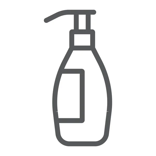 Shampoo-Linie Symbol, Behälter und Schönheit, Flaschenschild, Vektorgrafik, ein lineares Muster auf weißem Hintergrund. — Stockvektor