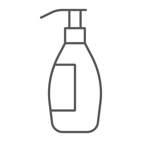 Shampoo Thin Line Symbol, Container und Schönheit, Flaschenschild, Vektorgrafik, ein lineares Muster auf weißem Hintergrund. — Stockvektor