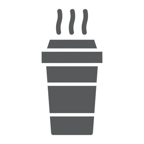 纸杯字形图标, 饮料和咖啡馆, 一次性杯标志, 矢量图形, 白色背景上的固体图案. — 图库矢量图片