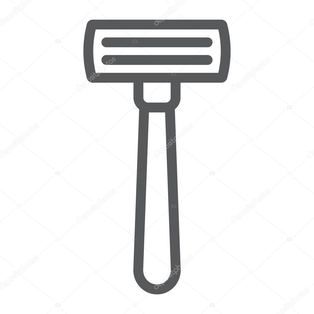 Razor line icon, barber and blade, shaver sign, vector graphics, a linear pattern on a white background.