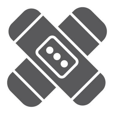 Yama glif simgesi, alçı ve yardım, tıbbi sargı işareti, vektör grafikleri, beyaz zemin üzerinde sağlam bir desen.