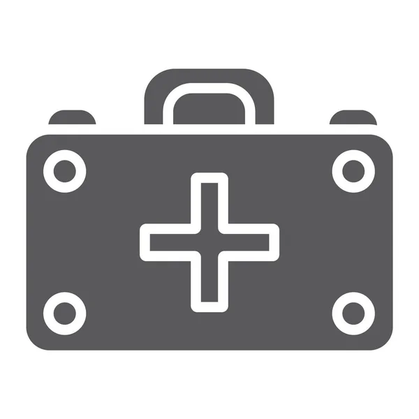 Botiquín de primeros auxilios icono de glifo, medicina y emergencia, signo de caja médica, gráficos vectoriales, un patrón sólido sobre un fondo blanco . — Vector de stock