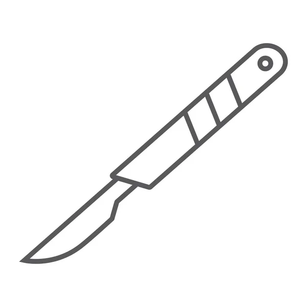 Scalpel dunne lijn pictogram, knippen en chirurg, medische blade teken, vector graphics, een lineair patroon op een witte achtergrond. — Stockvector