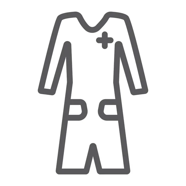 Icono de línea de bata médica, ropa y medicina, signo de bata médica, gráficos vectoriales, un patrón lineal sobre un fondo blanco . — Vector de stock